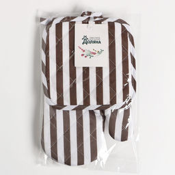 Кухонный набор Доляна цвет кофе прихватка 17х17 см, варежка 26х16 см, 100% п/э  фото 7