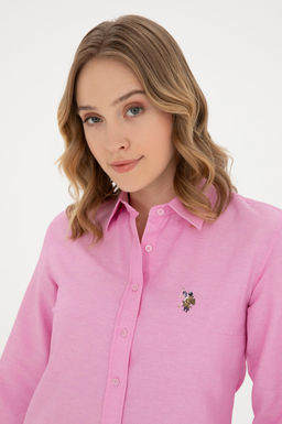U. S. Polo Assn / Женская розовая базовая рубашка с длинным рукавом - U.s. polo assn фото 9