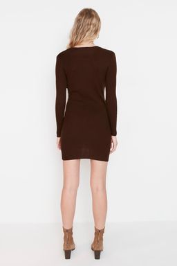 TRENDYOLMILLA Antrasit Mini Triko Buzgu Detayl? Elbise TWOAW23EL00443  фото 13