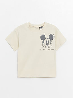 Bisiklet Yaka K?sa Kollu Mickey Mouse Bask?l? Erkek Bebek Ti??rt