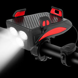 Фонарь передний COMIRON HOLDER ABS, IPX5; 3*T6 LED 400lm 4800mAh USB индикатор заряда POWER BANK сигнал 130Дб крепление смартфона красный /уп 20/80/ - Галеонтрейд фото 6