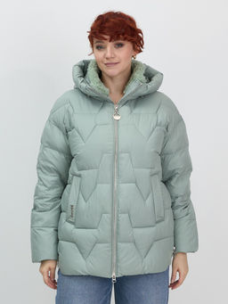 Куртка зимняя женская из овчина стильная и модная зеленого цвета 7309Z - Visdeer фото 4