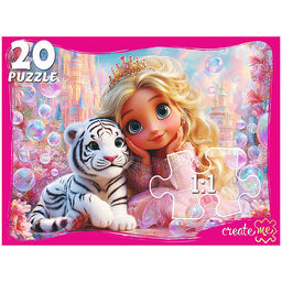 Пазлы 20 "Принцесса и тигренок" фигурные