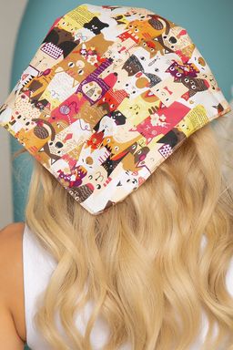 Косынка из натурального хлопка с козырьком (котики, мультиколор) - Lt collection фото 3