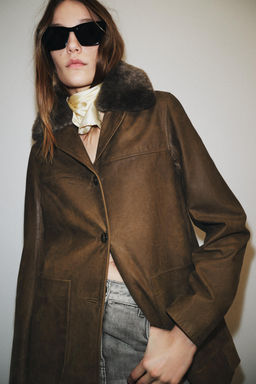 ZW COLLECTION LIMITED EDITION LEATHER JACKET - Zara фото 13