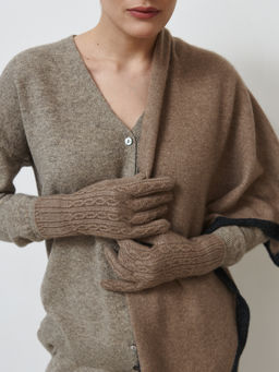 Шарф из кашемира 09092 капучино/антрацит