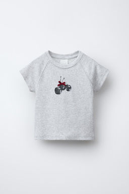 RIBBED T-SHIRT WITH SLOGAN - Zara фото 4
