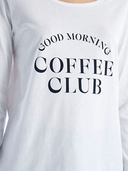 Bisiklet Yaka Bask?l? Kad?n Pijama Tak?m?