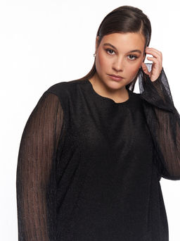 Платье с прозрачными рукавами PP51427BLK01