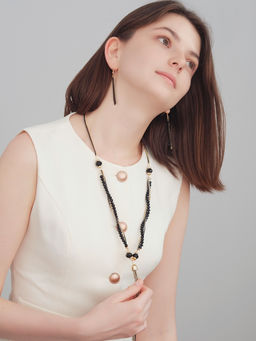 Набор 2 предмета: серьги, бусы Унисон накрученность, цвет золото в чёрном, 60 см