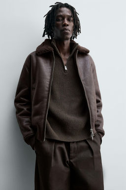 DOUBLE-FACED LEATHER EFFECT JACKET