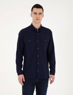 Lacivert Comfort Fit Uzun Kollu G_mlek - Pierre cardin фото 3