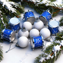 Набор новогодних украшений "Барабаны и шарики" (2шт х 3см)