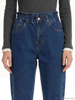 Beli Lastikli Mom Fit Kad?n Jean Pantolon