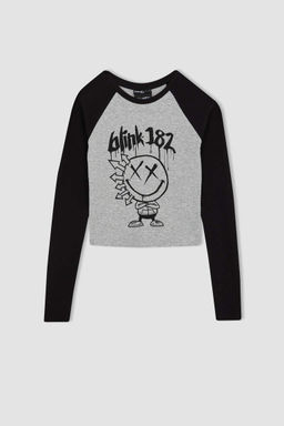 Облегающая футболка Cool Blink с круглым вырезом и длинными рукавами в рубчик - Defacto фото 8