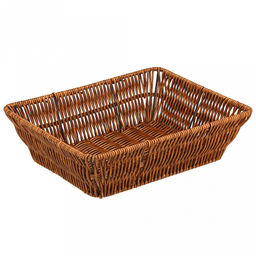 Корзина-сухарница плетеная Кондитер 29х23см h8см, полипропилен, коричневый, металлический каркас, форма прямоугольная (Китай)