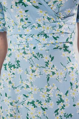 Mavi Cicekli A Kesim Mini Dokuma Elbise TWOSS25EL00655 - Trendyolmilla фото 3