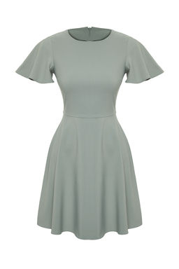 Mint Kemerli Etegi Volanl? Mini Dokuma Elbise TWOSS24EL00603