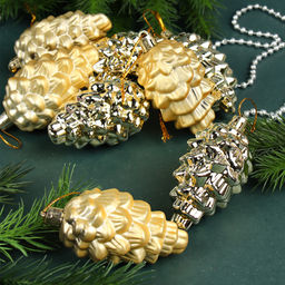 Елочное украшение Шишка 8 штук 8 см / 5620 /уп 72/ микс (Красный) - Галеонтрейд фото 11