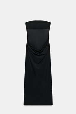 VESTIDO MIDI COMBINADO DRAPEADO / Negro - Zara фото 7