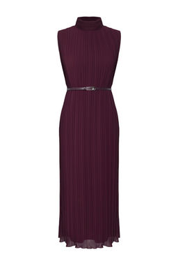 TRENDYOLMILLA Bordo Kemerli Duz Kesim Piliseli Midi Astarl? Sifon Dokuma Elbise TWOSS25EL00118  фото 10