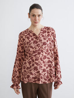 Ka??k Yaka ?i?ekli Bluz