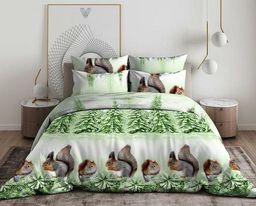 КПБ Белочки-зелен. бязь хлопок 100% Семейный