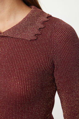TRENDYOLMILLA Bordo Polo Yaka Triko Kazak TWOAW25KZ00289