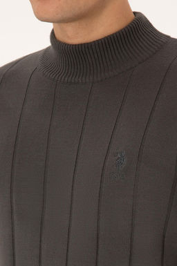 Erkek Slim Fit Yar_m Bal_k__ Yaka Gri Kazak - U.s. polo assn фото 7