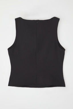 Siyah Kay?k Yaka Gizli Fermuarl? Dokuma Dokuma Bluz TWOSS25BZ00244 - Trendyolmilla фото 7