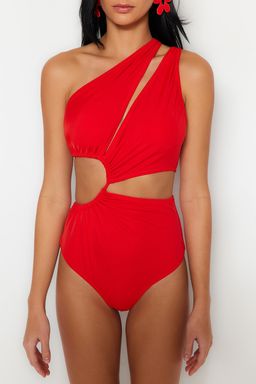 K?rm?z? Tek Omuz Tunelli Cut Out/Pencereli Regular Core Mayokini TBESS23MA00206