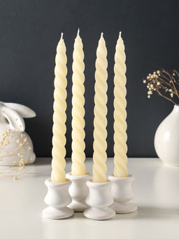 Набор свечей витых, 2.3×24.5 см, 5 ч, 50 г, 4 шт., слоновая кость