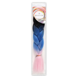 ZUMBA Канекалон трёхцветный, гофрированный, 60 см, 100 гр, цвет чёрный/синий/светло-розовый(#CY4) - Queen fair фото 3