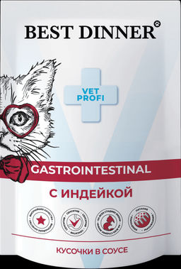 Паучи для кошек Gastro Intestinal кусочки в соусе с Индейкой 7443