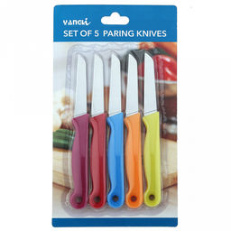 Нож для овощей 68мм, лезвие из нержавеющей стали, цветная пластмассовая ручка с отверстием Ритм (Китай) Цена указана за штуку. В блистере 5 штук. - Домашняя мода фото 3