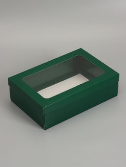 Цена за 5 шт. Коробка складная, крышка-дно «Армейский зелёный», с окном, 30×20×9 см