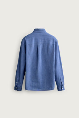 CAMISA RELAXED FIT RAYAS / Azul?n