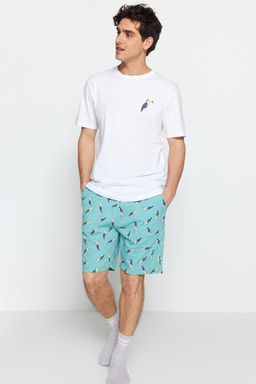 TRENDYOL MAN Yesil Regular Fit Orme Sortlu Pijama Tak?m? TMNSS23PT00033
