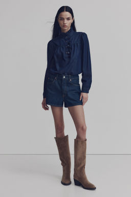 Blusa denim con cuello de volantes - H&m фото 2