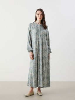 Bisiklet Yaka ?i?ekli Kad?n Elbise