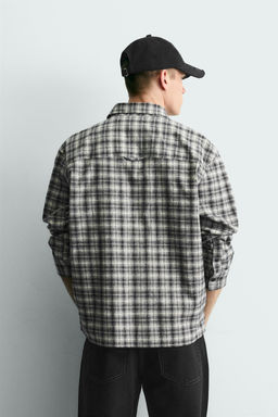 EMBROIDERED CHECK FLANNEL SHIRT - Zara фото 3
