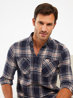 Regular Fit Uzun Kollu Ekose Gabardin Erkek G?mlek