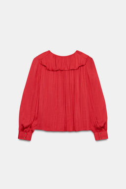BLUSA SATINADA VOLANTES HOMBRERAS / Fresa - Zara фото 8