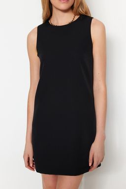 TRENDYOLMILLA Siyah Duz Kesim Kolsuz Bisiklet Yaka Mini Dokuma Elbise TWOSS19FG0063 фото 10