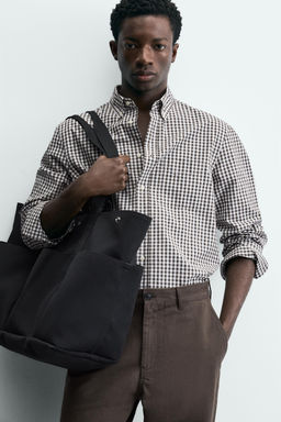 CAMISA REGULAR FIT ALGOD?N / Marr?n / Crudo - Zara фото 5