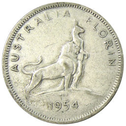 1 флорин (2 шиллинга) 1954 года Австралия  Королевский визит Елизаветы II