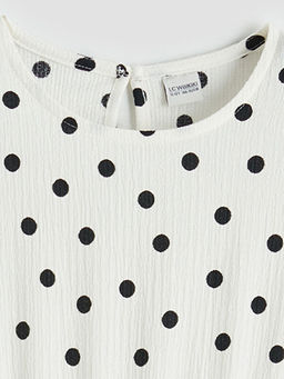 Bisiklet Yaka Puantiyeli K?z ?ocuk Elbise