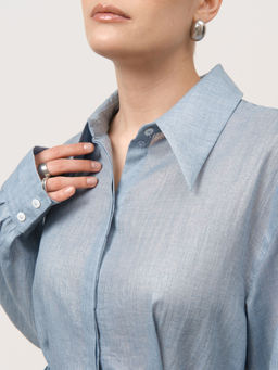 Блуза из хлопка 5011821 голубая