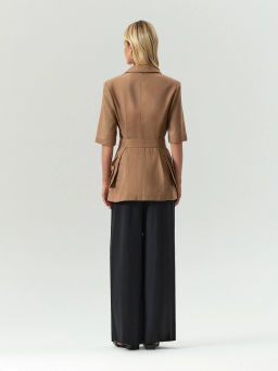 Жакет изо льна с поясом и накладными караманами, ML835/organica - Emka фото 6