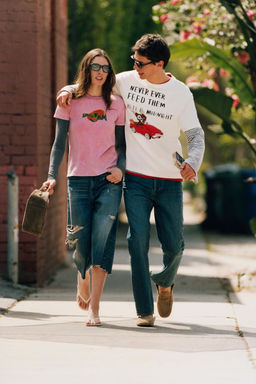 CAMISETA ILUSTRACI?N SPACE JAM &  X DYLAN?S T-SHIRT CLUB X ZARA / Rosa